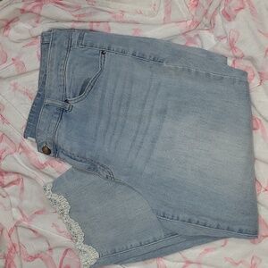 Lane Bryant Light Blue Cropped Jeans with Lace Detail